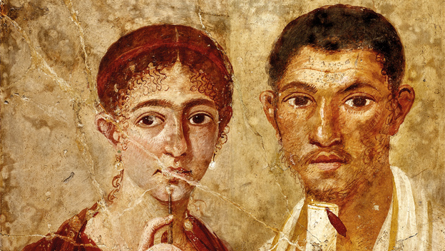 Portrait of baker Terentius Neo and his wife. Pompeii, AD 55–79. © DeAgostini/SuperStock
